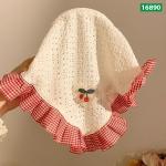 Buy Cute Frilled Sun Hat for Girls | সোনামণিদের জন্য স্টাইলিশ চেরি এমব্রয়ডারি সান হ্যাট